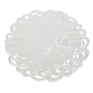 Serwetka haftowana 40cm okrągła biała A534